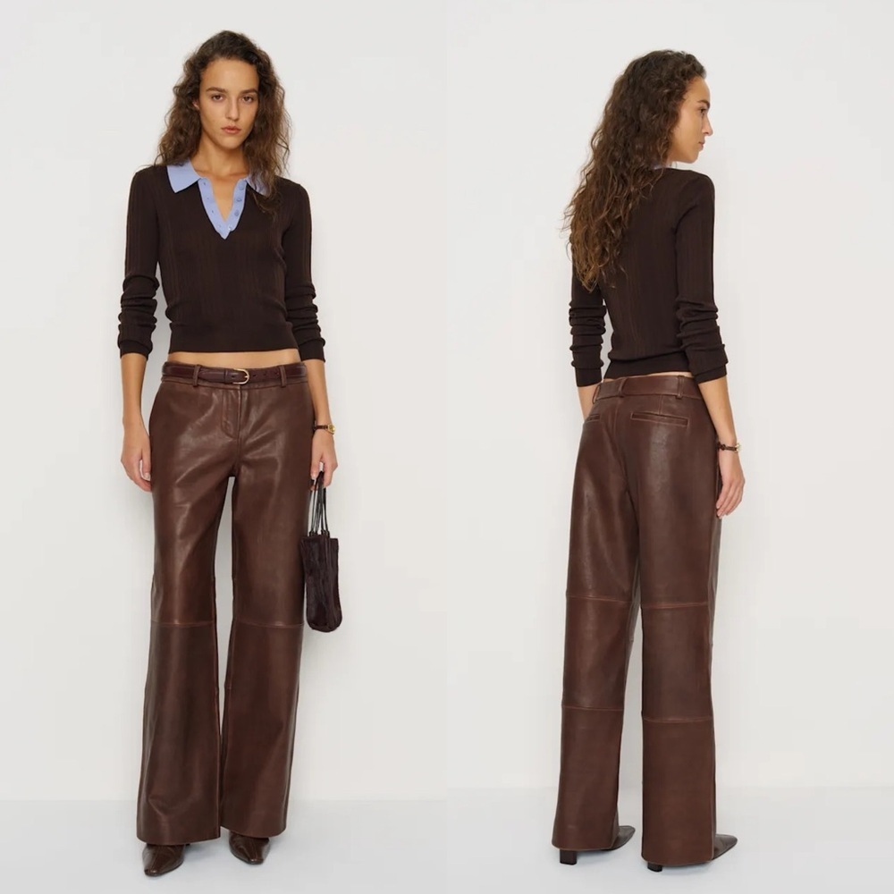 REFORMATION NWT Veda Gisele Low Rise Leather Pants 2